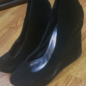 Black suede wedges
